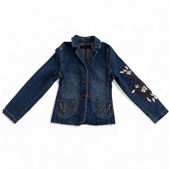 None Jackets & Blazers - Y2K Jean Jacket Embroidered Embellished by Votre Nam size 4